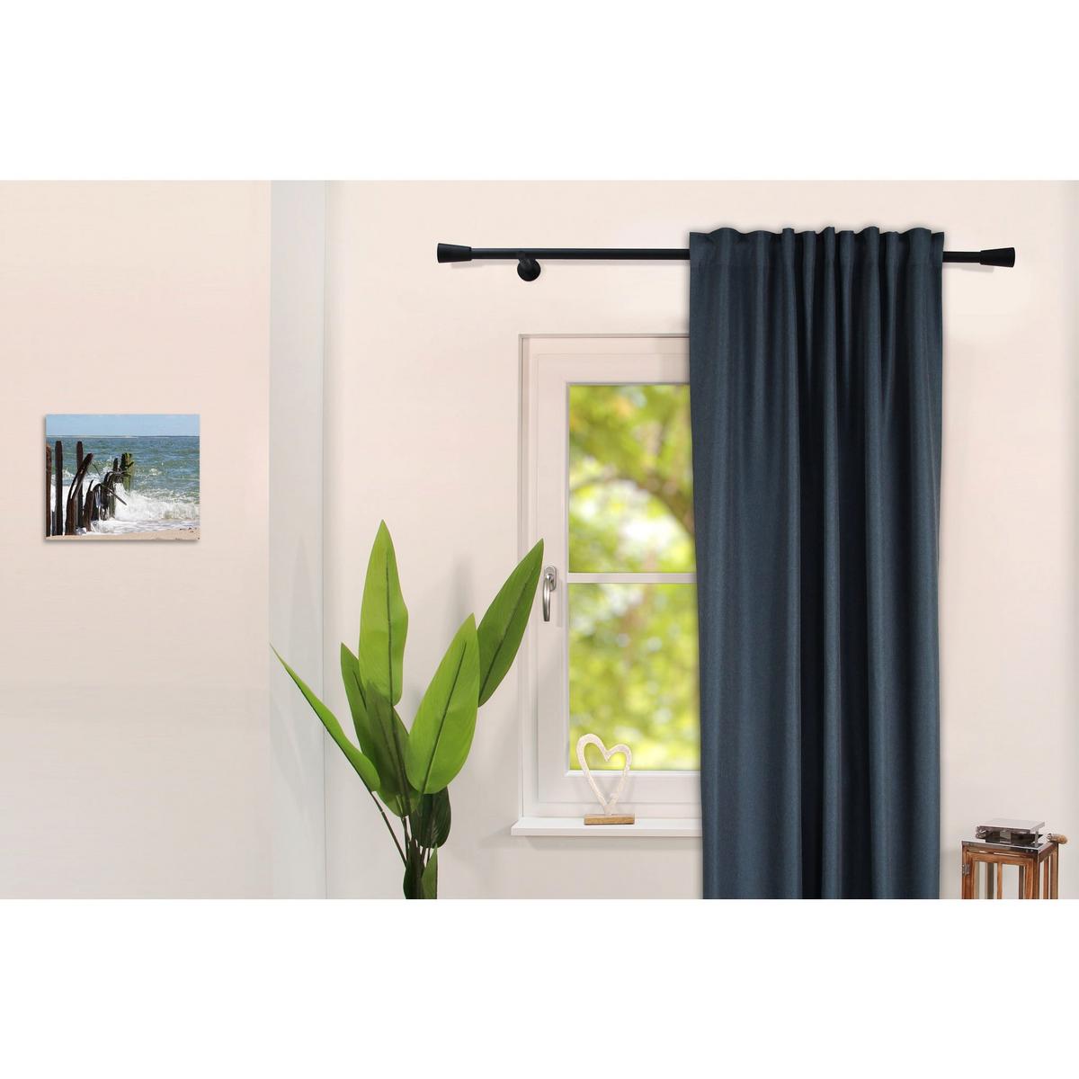 GARDINENSTANGE auf Maß 1-lauf Wandmontage Kegel 240cm - Schwarz, Metall (240cm) - Deco-Raum