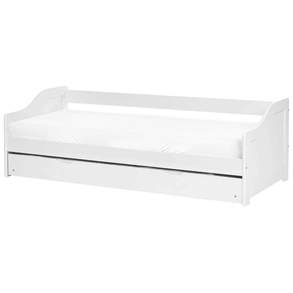 AUSZIEHBETT 90/200 cm Weiß Luneray - Weiß, Holz (90/200cm) - Beliani