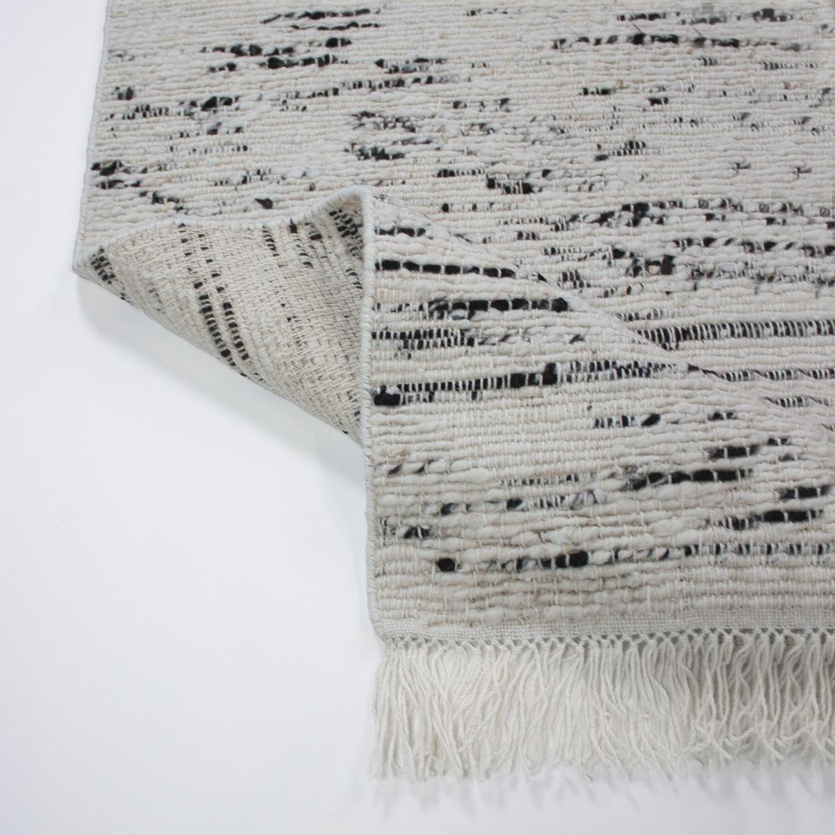 WOLLTEPPICH mit Fransen TIREE, gestreift, Schwarz, 200 x 300 cm - Schwarz, Textil (300/200cm) - KADIMA DESIGN