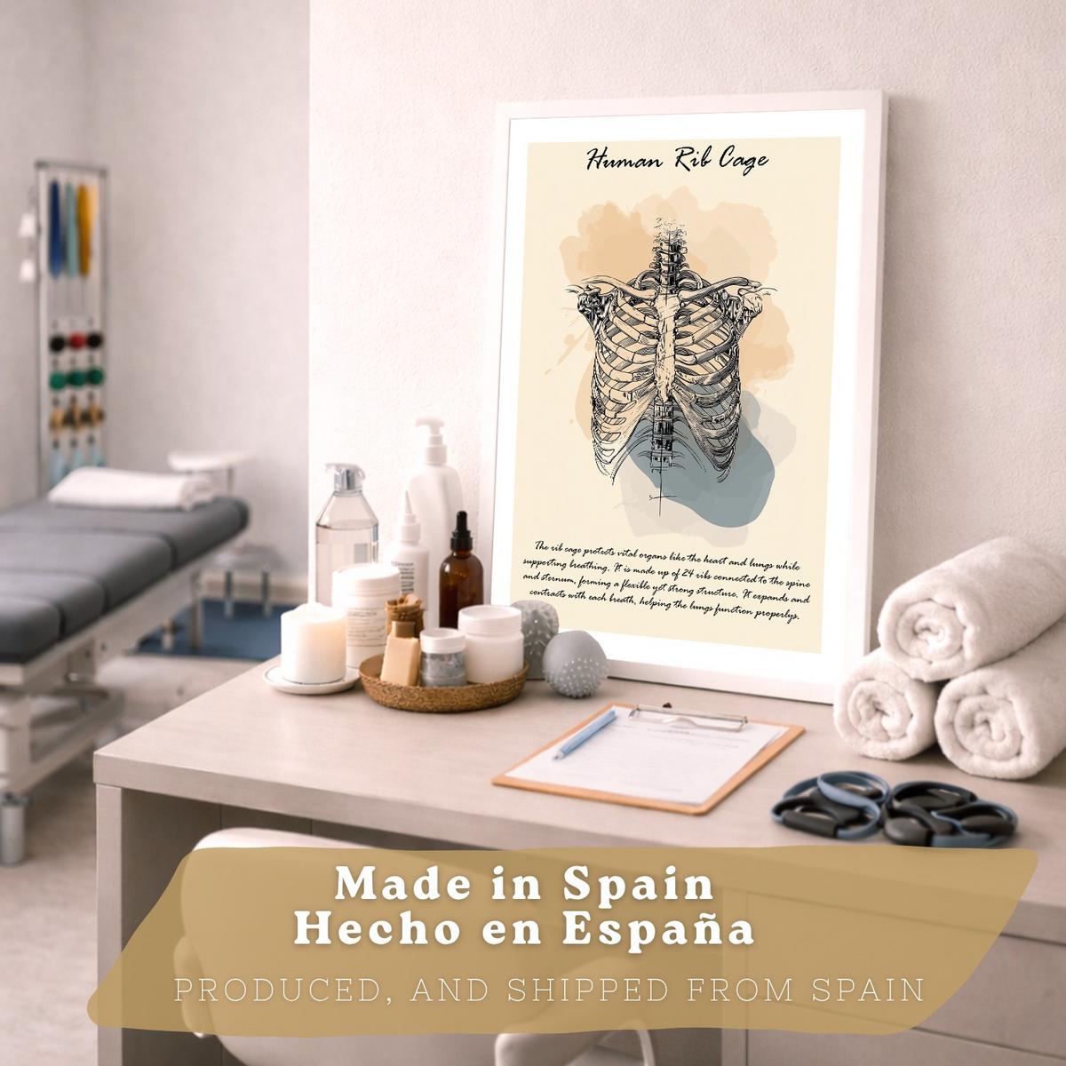 POSTER Set aus 4 Anatomie Mensch Lernposter Drucke und Wandbilder mit Muskeln Rücken Rippen Gehirn und Schädel Modernes Design Größe Weißer Rahmen A3 - Weiß, Papier (29.7/42/3cm) - Nacnic