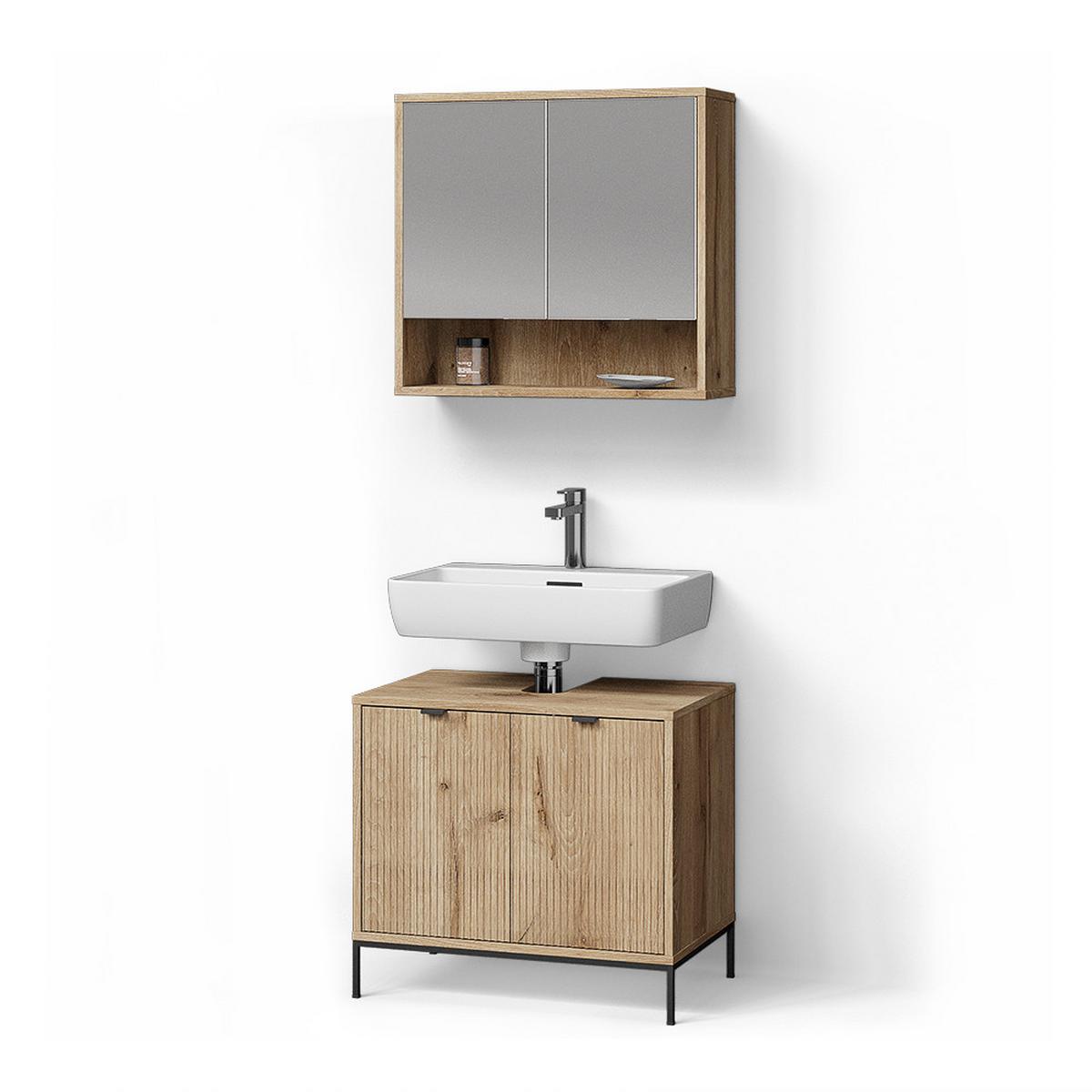 BADMÖBEL-SET ATERNO Viking Oak 2 Teile - Eichefarben, Holzwerkstoff (70/63/45cm) - Livinity®