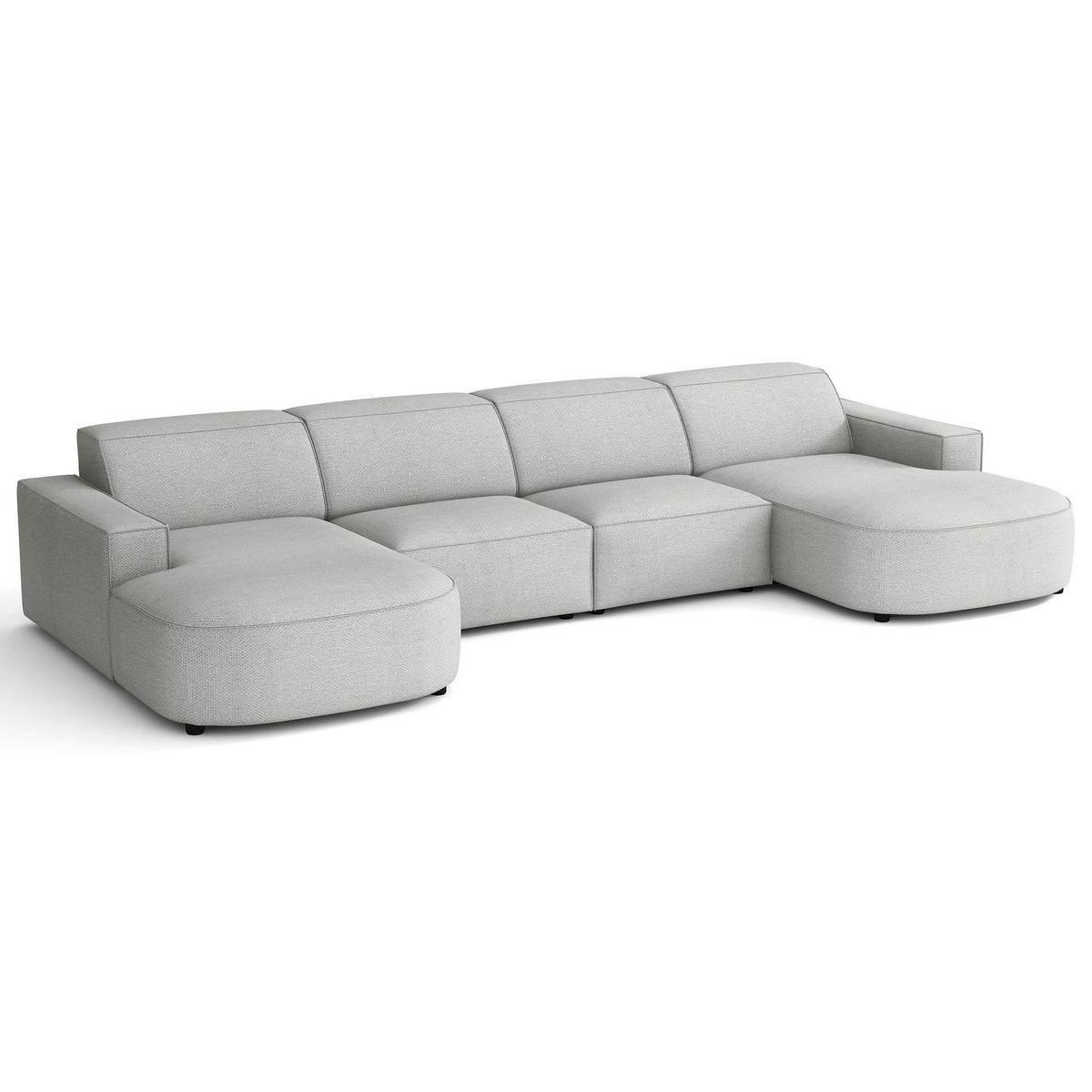 WOHNLANDSCHAFT Sallmo U-Form, universell, 3-Sitzer 368 cm - Hellgrau/Schwarz, Kunststoff/Textil (368/72/167cm) - Selsey