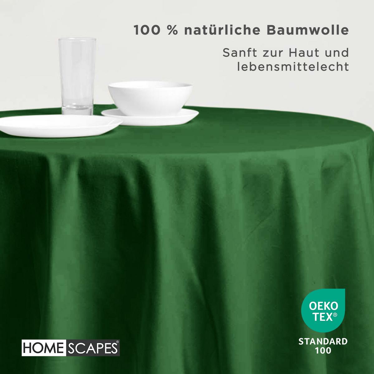 TISCHDECKE dunkelgrün rund 178 cm, 100% Baumwolle - Dunkelgrün, Textil (178/178cm) - Homescapes