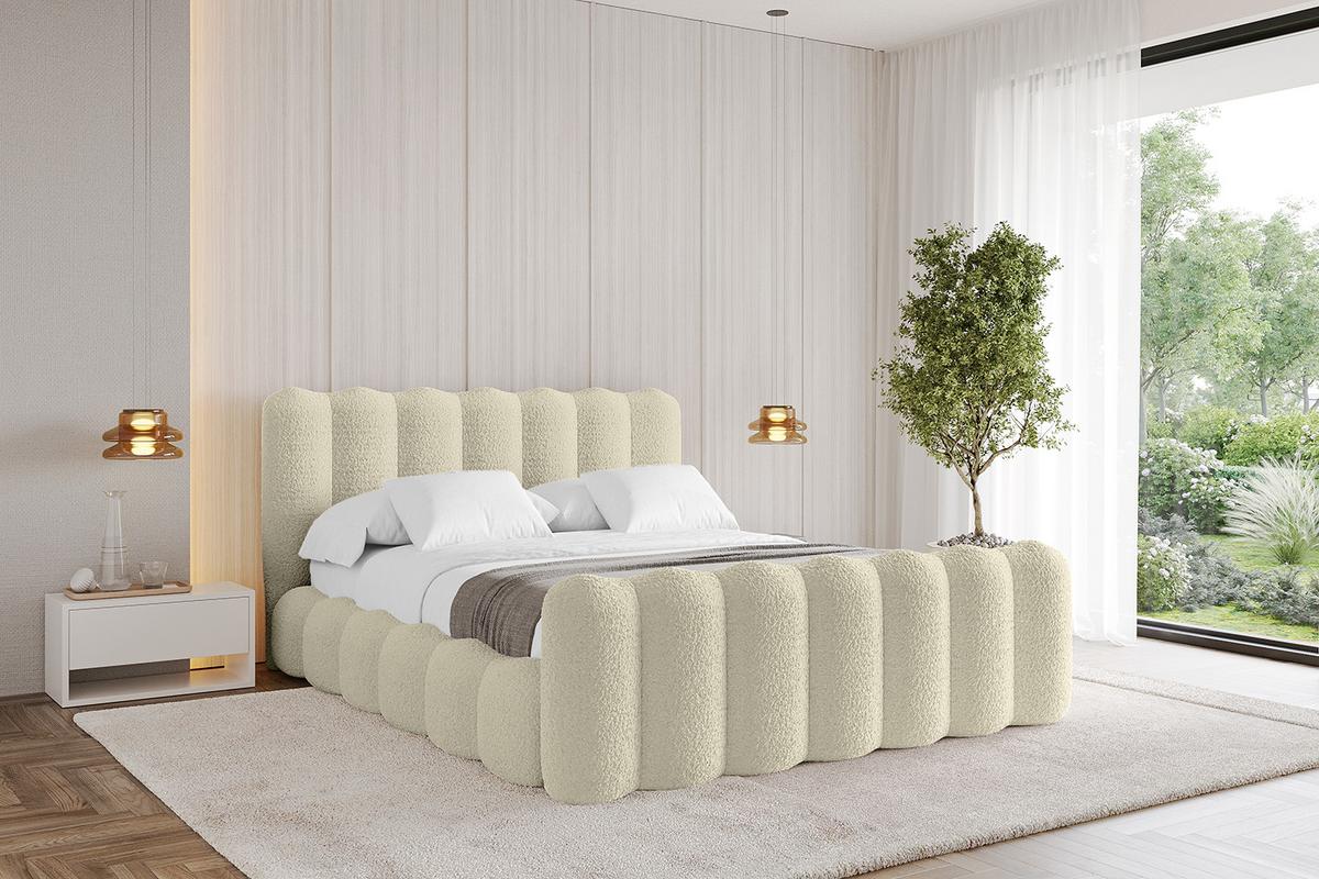 POLSTERBETT mit Bettkasten, Fußteil und Lattenrost, Bett mit Matratze H3/H4 - SORA-Z 180x200 Beige - Taupe, Holzwerkstoff/Textil (180/200cm) - ALTDECOR
