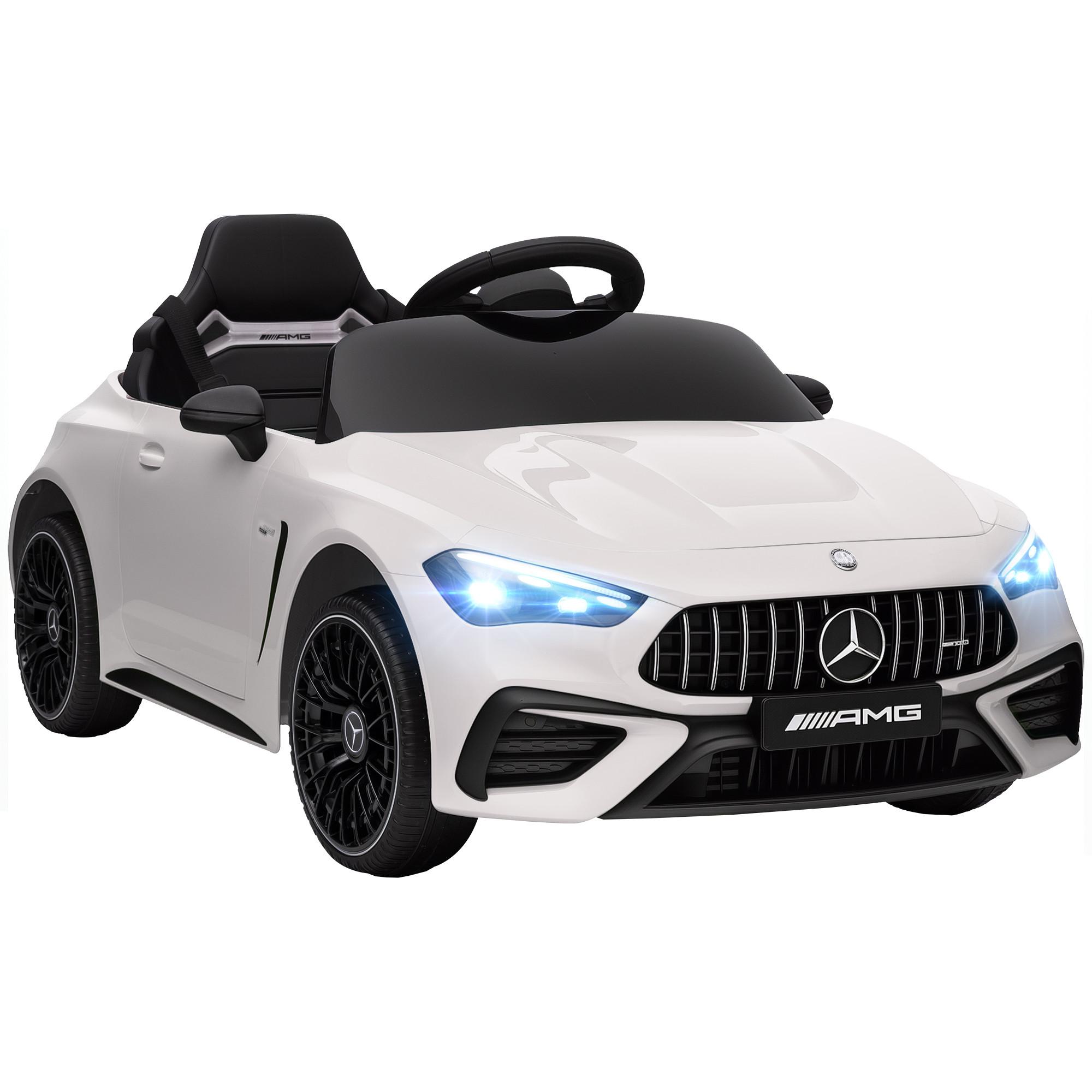 KINDER-ELEKTROAUTO 2 x 12V Kinderauto mit Musik, MP3, Sanftem Start/Stopp - Weiß, Kunststoff (99/55/43cm) - AIYAPLAY