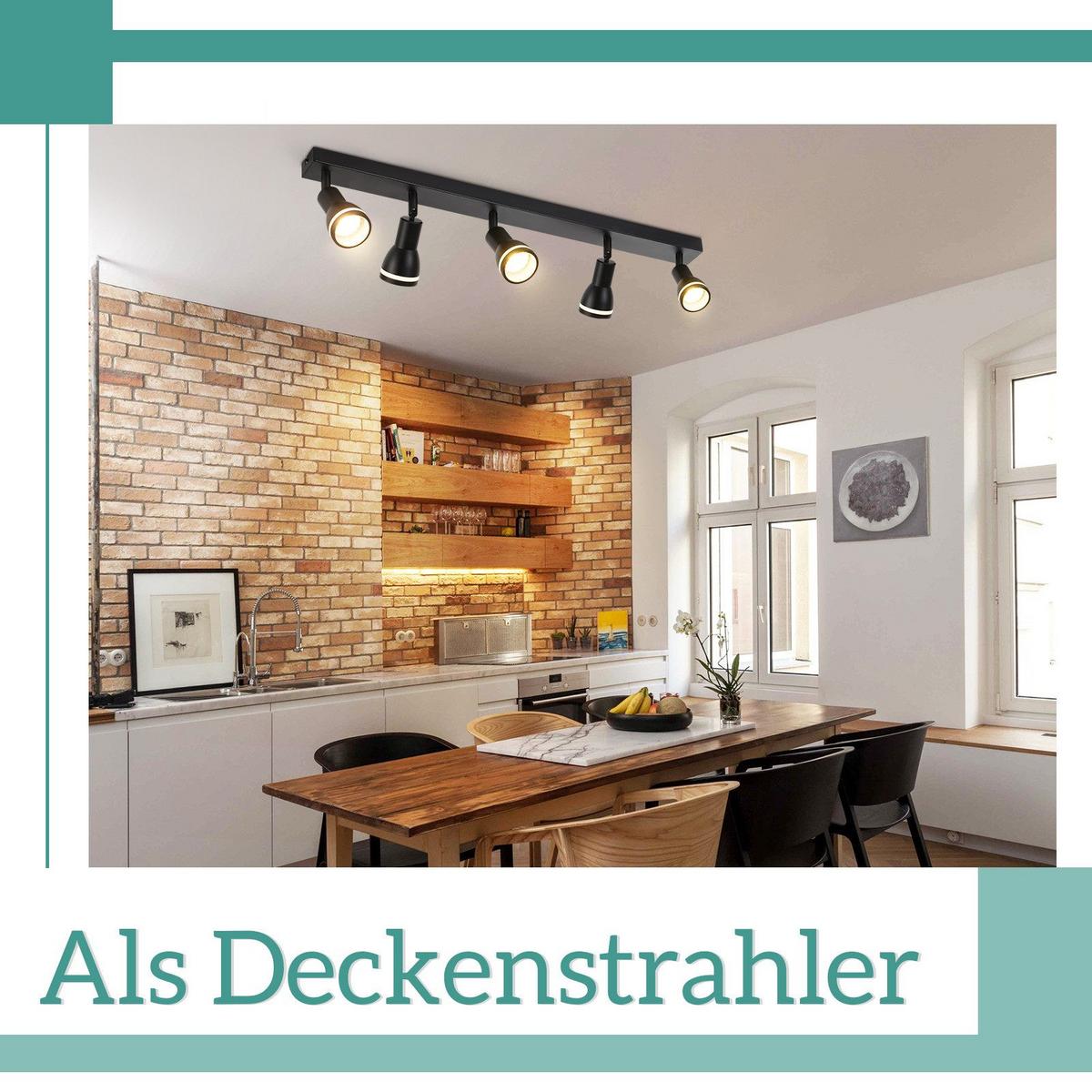 DECKENSTRAHLER Kreuznach 5-flammig 69/5/15.7 cm - Schwarz, Metall (69/5/15.7cm) - Nettlife