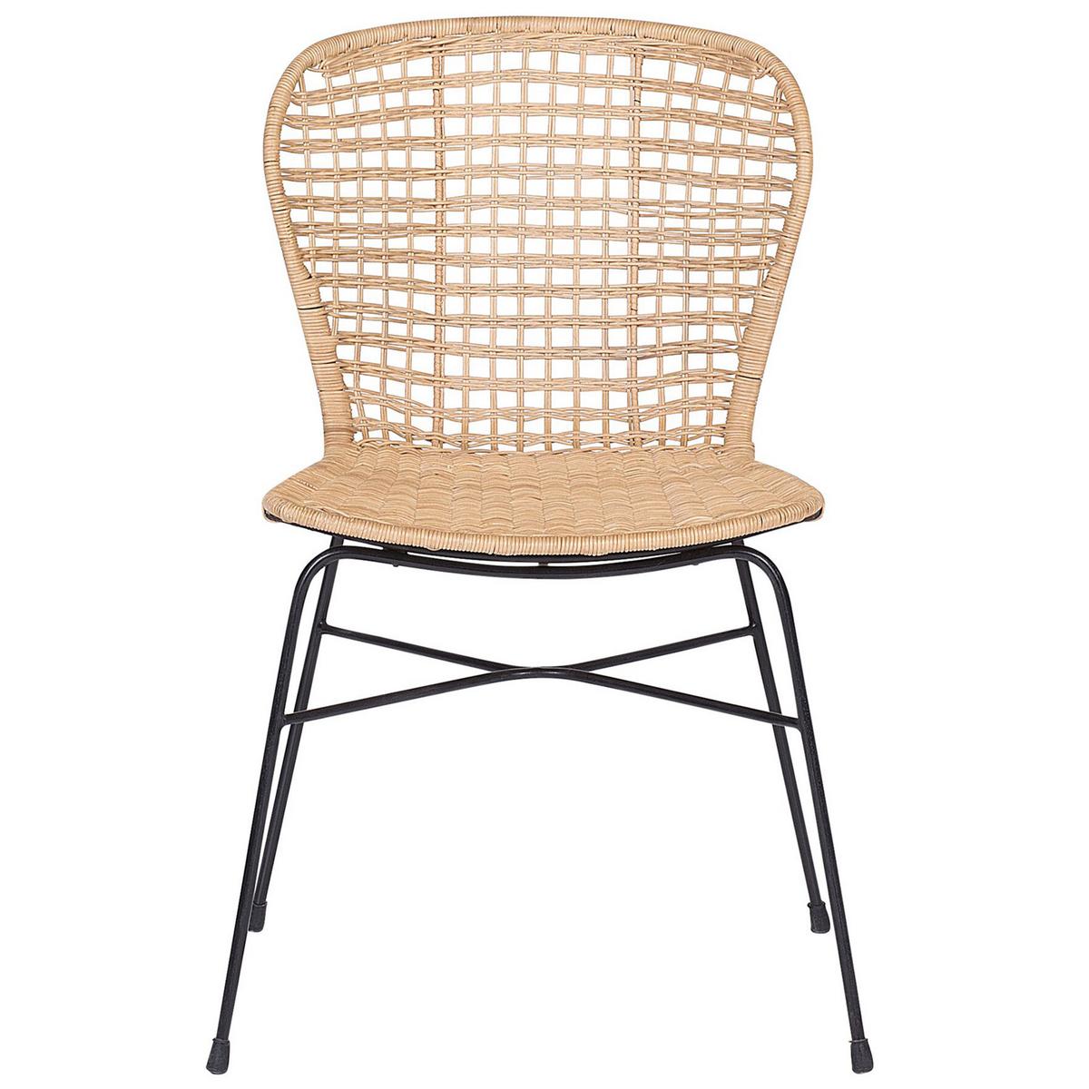 RATTANSTUHL 2er-Set Rattan Beige Elfros - Beige, Naturmaterialien/Metall (56/83/49cm) - Beliani