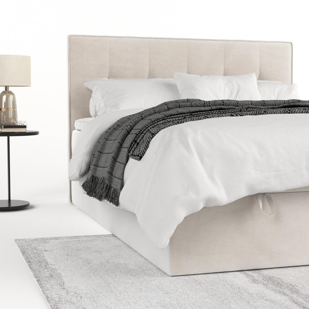 BOXBETT Tivra 200/200 cm Creme im Paros Stoff - Creme/Schwarz, Holz/Holzwerkstoff (200/200cm) - AltaBeds