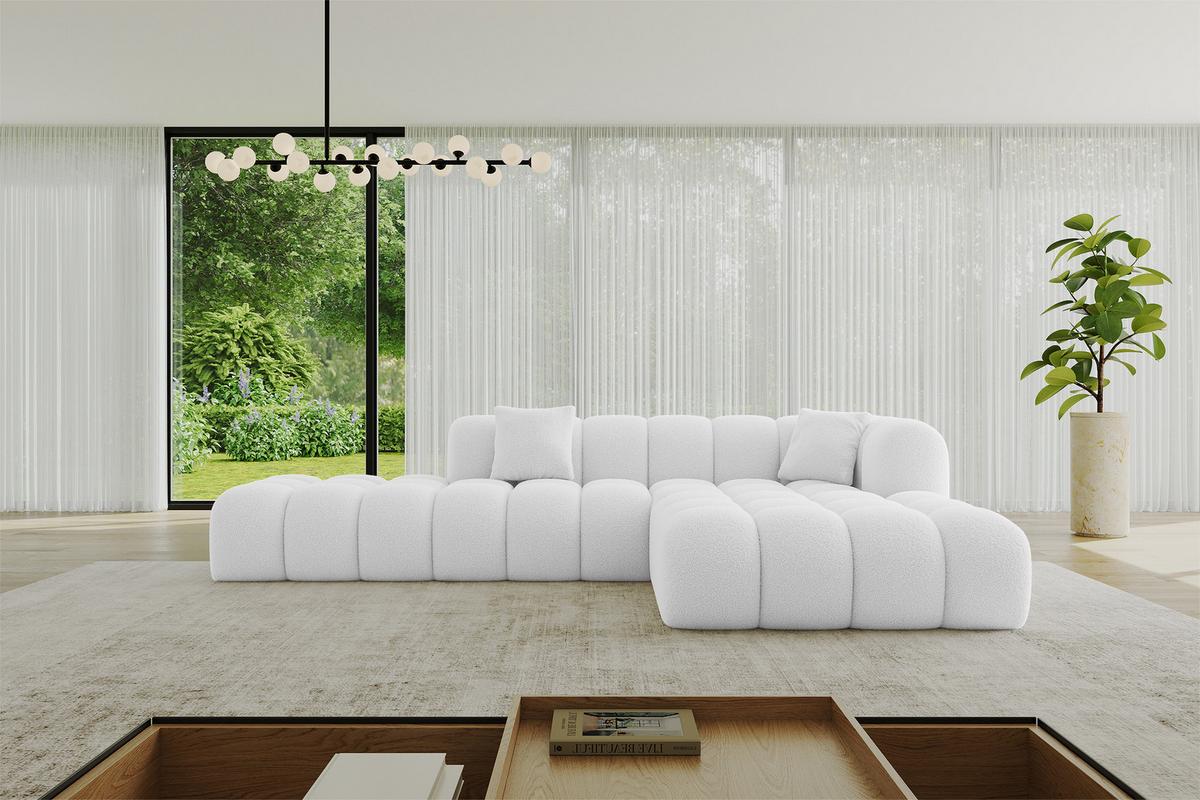 ECKSOFA Ottomane Rechts OLEA-L2 - 289x176x71 cm Weiß - Schwarz/Weiß, Holzwerkstoff/Kunststoff (289/176cm) - ALTDECOR