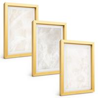 BILDER SET 3er Set - 20x30 cm Goldrahmen - Die Struktur von elegantem Marmor - Goldfarben, Kunststoff (20/30cm) - TULUP