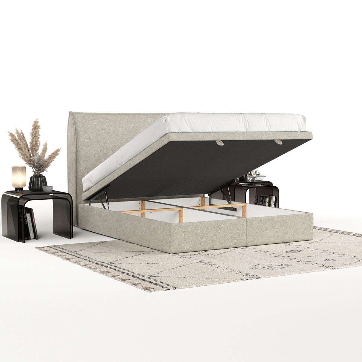 POLSTERBETT Tuvalu mit Stauraum 120/200 cm Beige im Alta Stoff - Beige/Schwarz, Holz/Holzwerkstoff (120/200cm) - AltaBeds