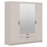 DREHTÜRENSCHRANK Elena mit 4 Türen, 2 Schubladen und Spiegel, 176 cm, Sandbeige - Sandfarben, Holzwerkstoff (176/190/53cm) - Beautysofa