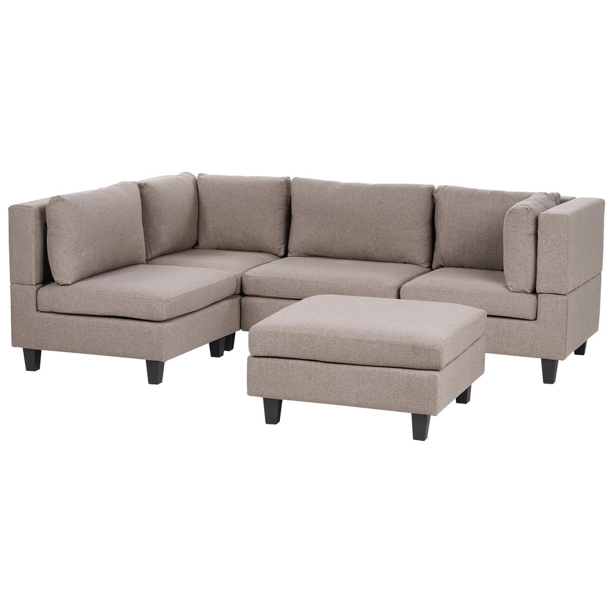ECKSOFA Modul 4-Sitzer rechtsseitig Braun Stoff mit Ottomane Unstad - Schwarz/Braun, Textil (228/152cm) - Beliani