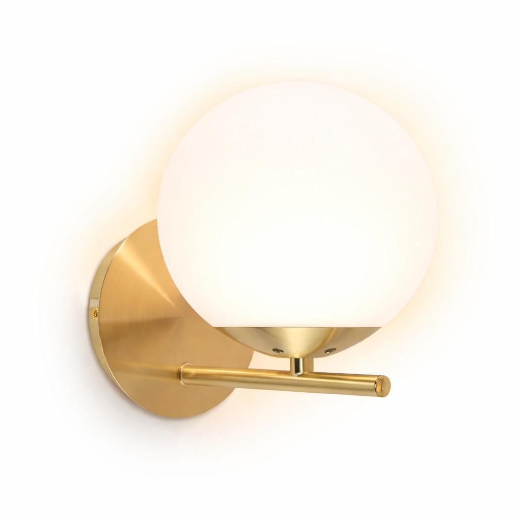WANDLEUCHTE Marble 20/12/19.5 cm - Goldfarben/Weiß, Metall (12/19.5/20cm) - ZMH
