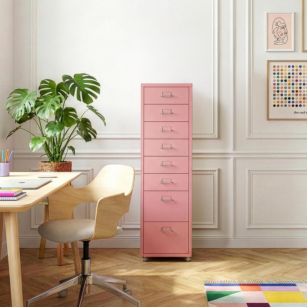 ROLLCONTAINER Kökar - Pink, Metall (28/109/41cm) - [en.casa]
