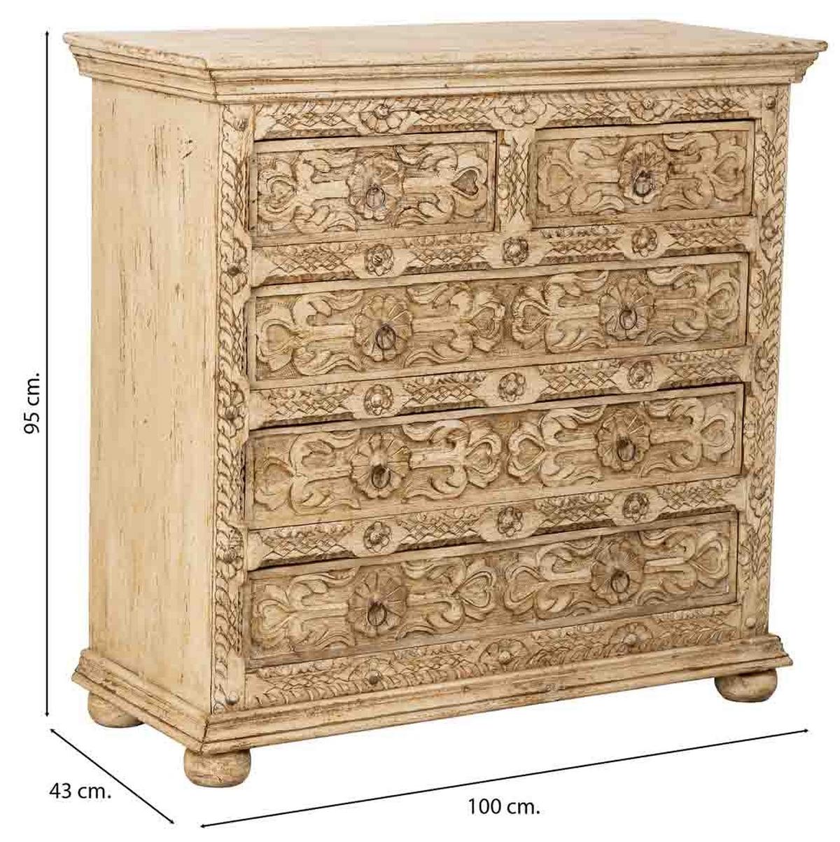KOMMODE aus Holz, weiß, 100x43x95cm - Beige, Holz (100/95/43cm) - Wanderlust