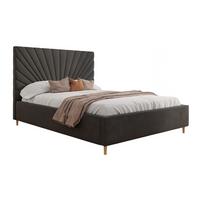 POLSTERBETT SUNNY 140x200 cm Jasmine 96, 34 Holzlatten, Kopfteil 131 cm - Grau, Textil (140/200cm) - Lookway