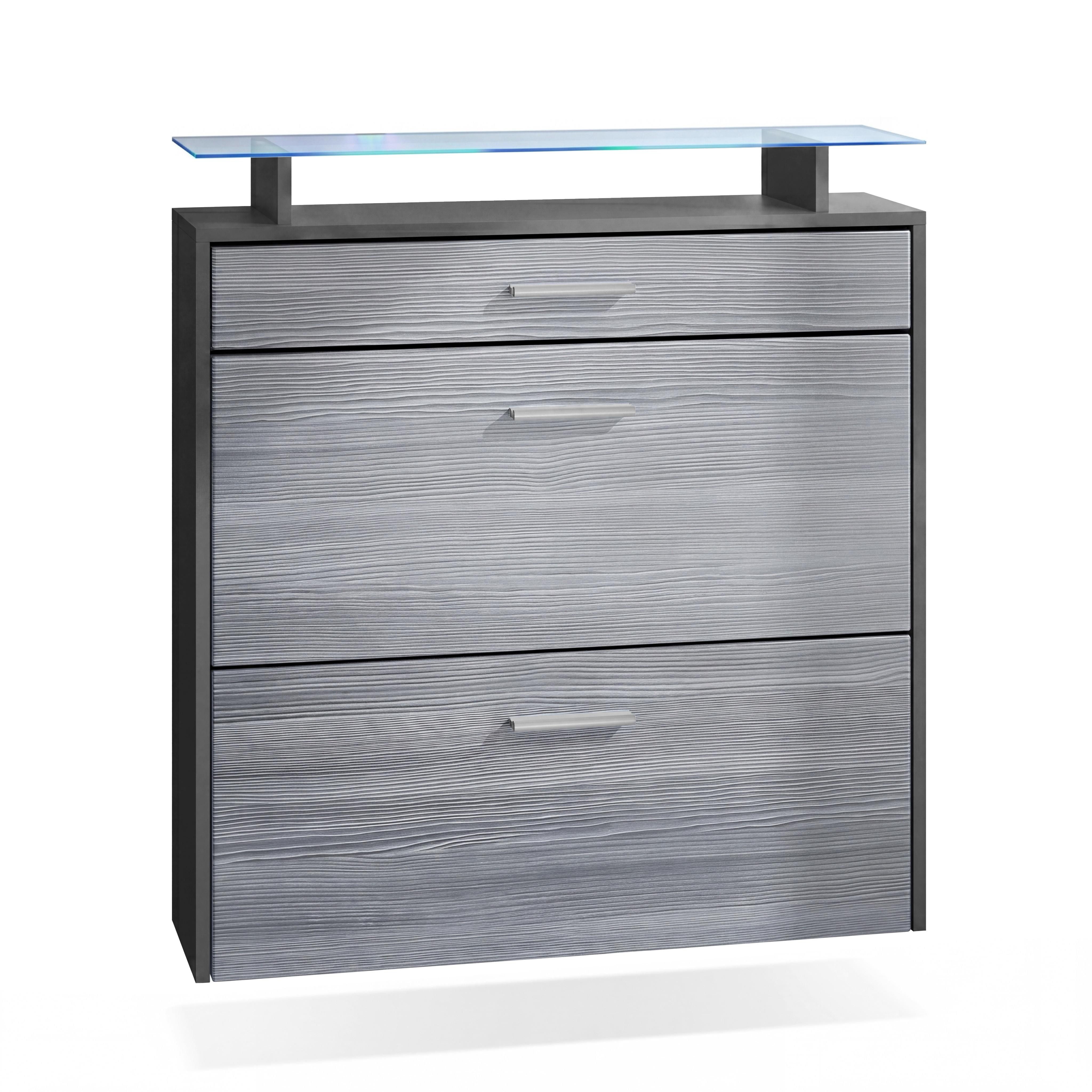 SCHUHSCHRANK Malea Fronten in Avola-Anthrazit - Anthrazit, Holzwerkstoff (89/96/23cm) - Vladon