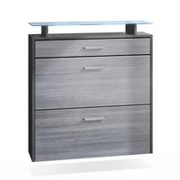 SCHUHSCHRANK Malea Fronten in Avola-Anthrazit - Anthrazit, Holzwerkstoff (89/96/23cm) - Vladon