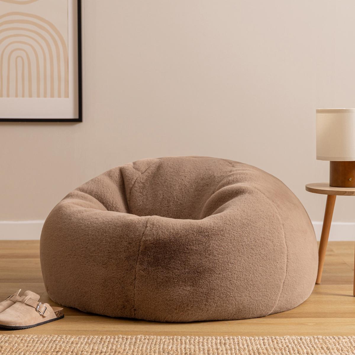 SITZSACK Kingston Kaninchenkunstfell - Mokka, Textil (85/50/85cm) - icon