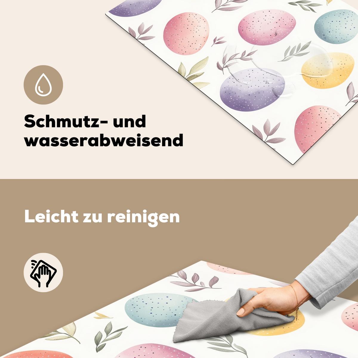 HERDABDECKPLATTE Eier - Bunt - Muster Ceranfeldabdeckung 76x51.5 cm - Weiß, Kunststoff (76/51.5/0.2cm) - MuchoWow