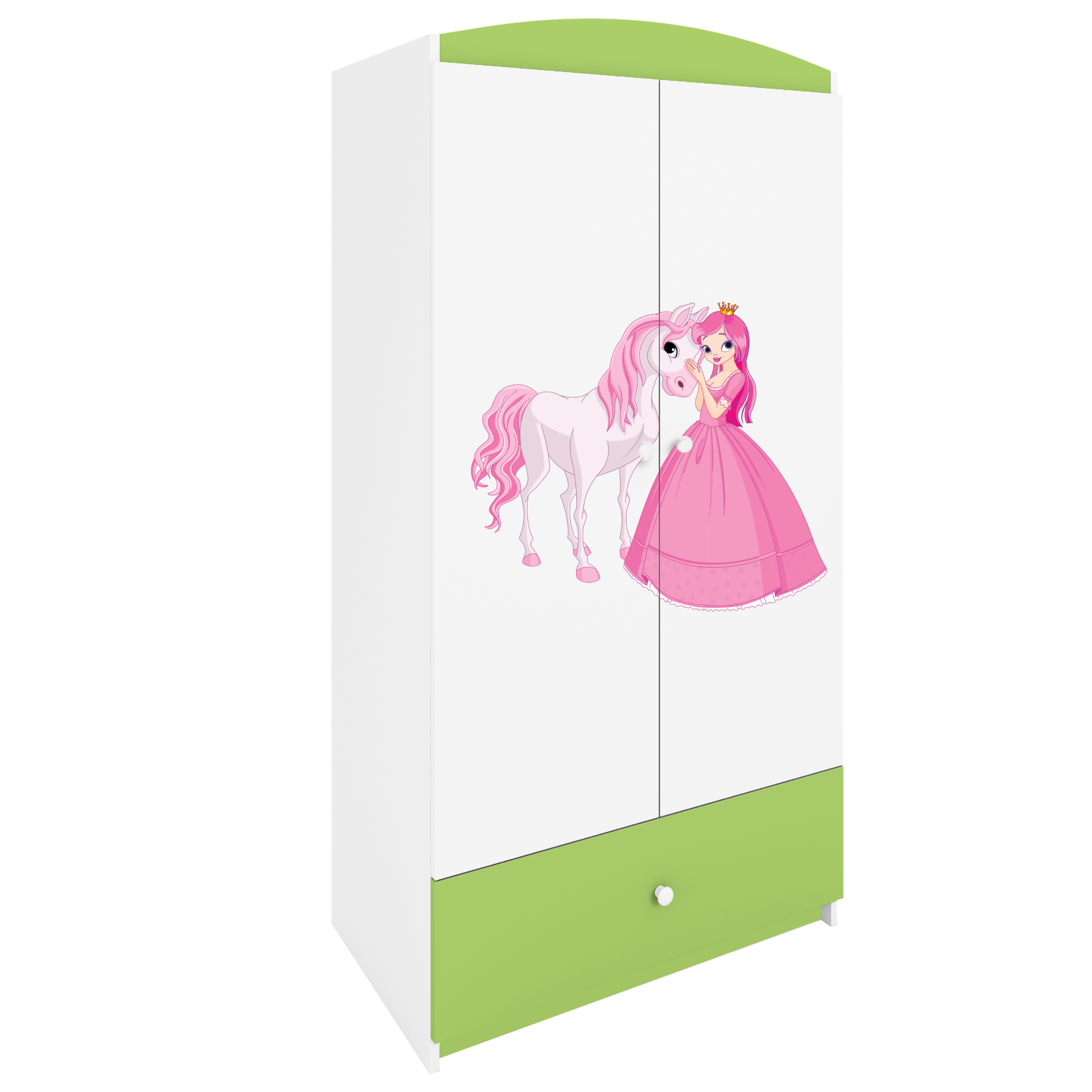 KINDERKLEIDERSCHRANK Prinzessin I - Grün, Holzwerkstoff (90/175/52cm) - RAUMHIRSCH FURNITURE