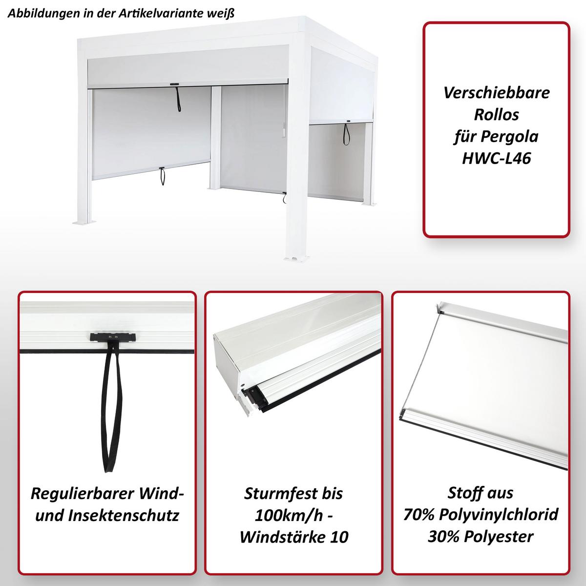 SEITENWAND FÜR PERGOLA Anthrazit - Anthrazit, Textil (271/205/1cm) - MCW