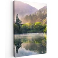 LEINWANDBILD Natur - Bäume - Berge - See - Wasser Wanddeko 40x60 cm - Hellgrün, Textil (40/60cm) - MuchoWow