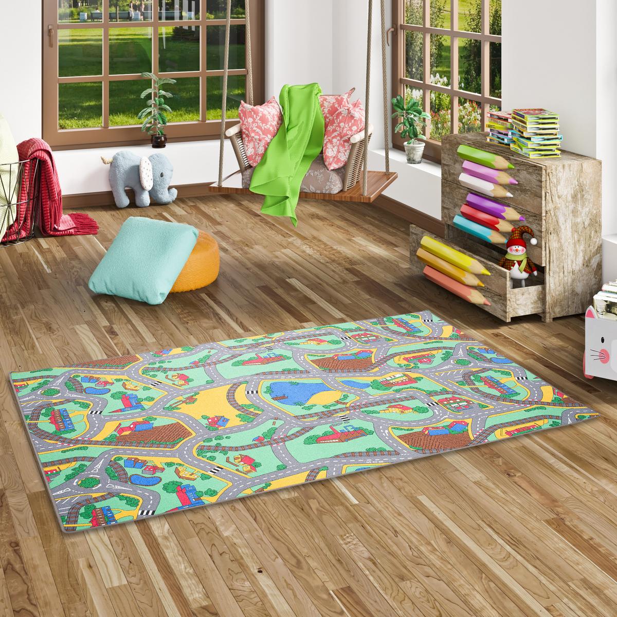 KINDER SPIEL STRASSENTEPPICH - Multicolor, Textil (160/200cm) - Snapstyle