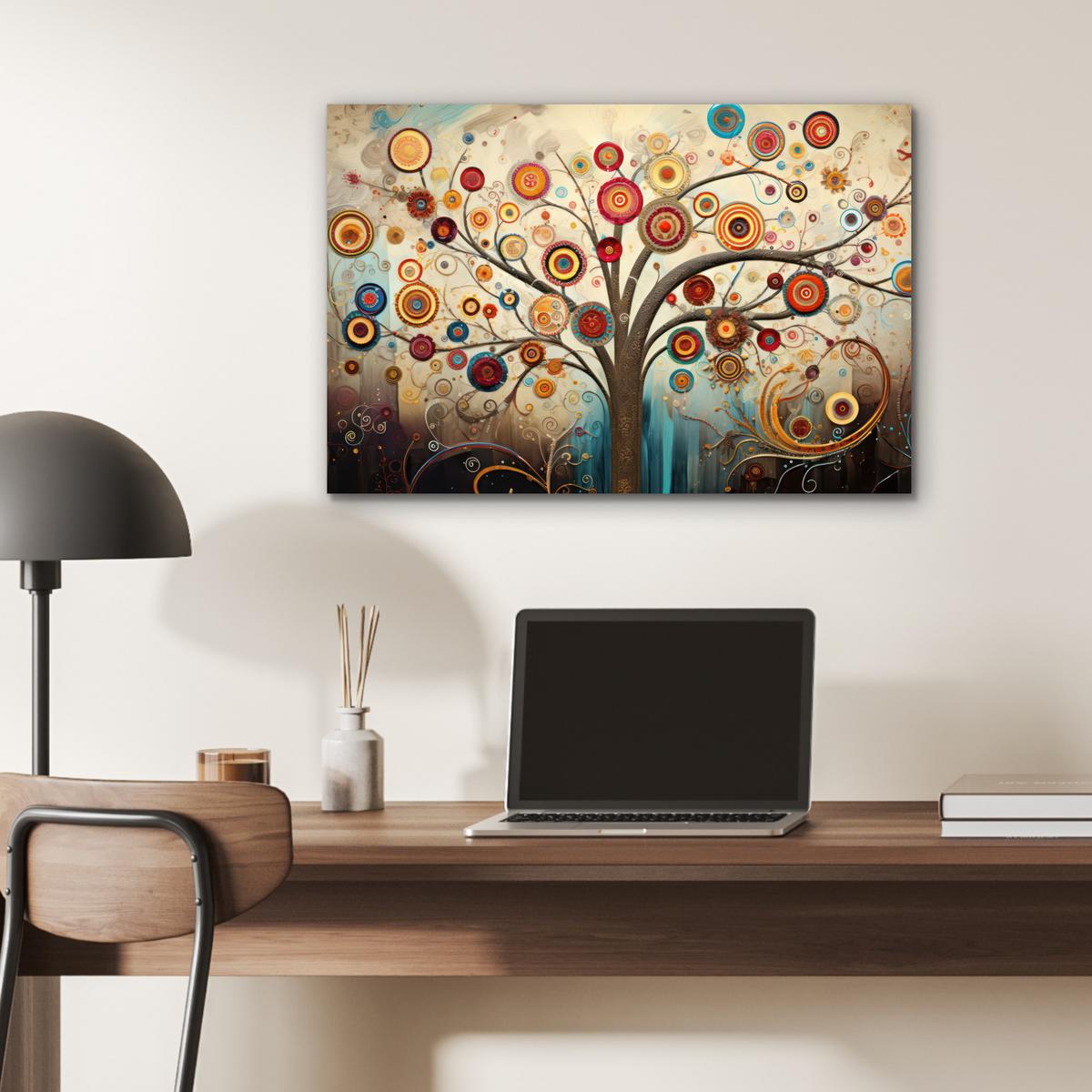 METALLBILD Baum - Baum des Lebens - Farbe Wandbild 60x40 cm - Braun, Metall (60/40cm) - MuchoWow