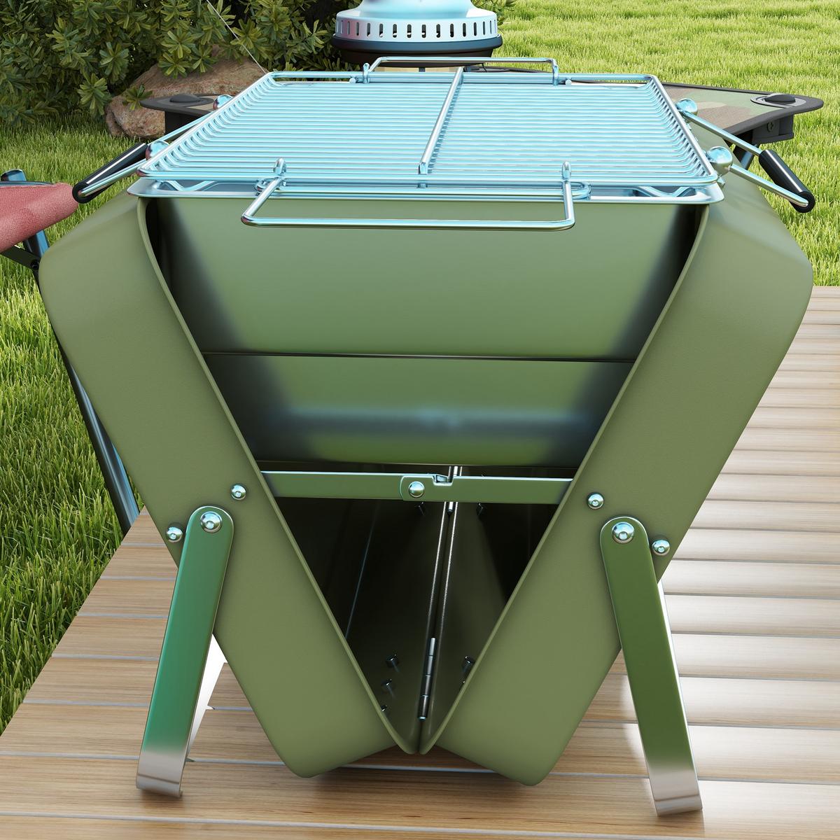 TISCHGRILL - Grün, Metall (30/28/47cm) - Outsunny