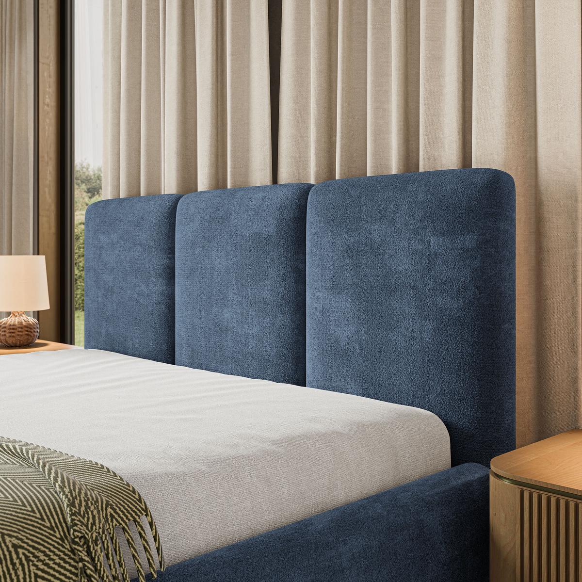 POLSTERBETT MORENA LM 120x200 cm mit Bettkästen - Blau - Blau, Holz (120/200cm) - MASSENO