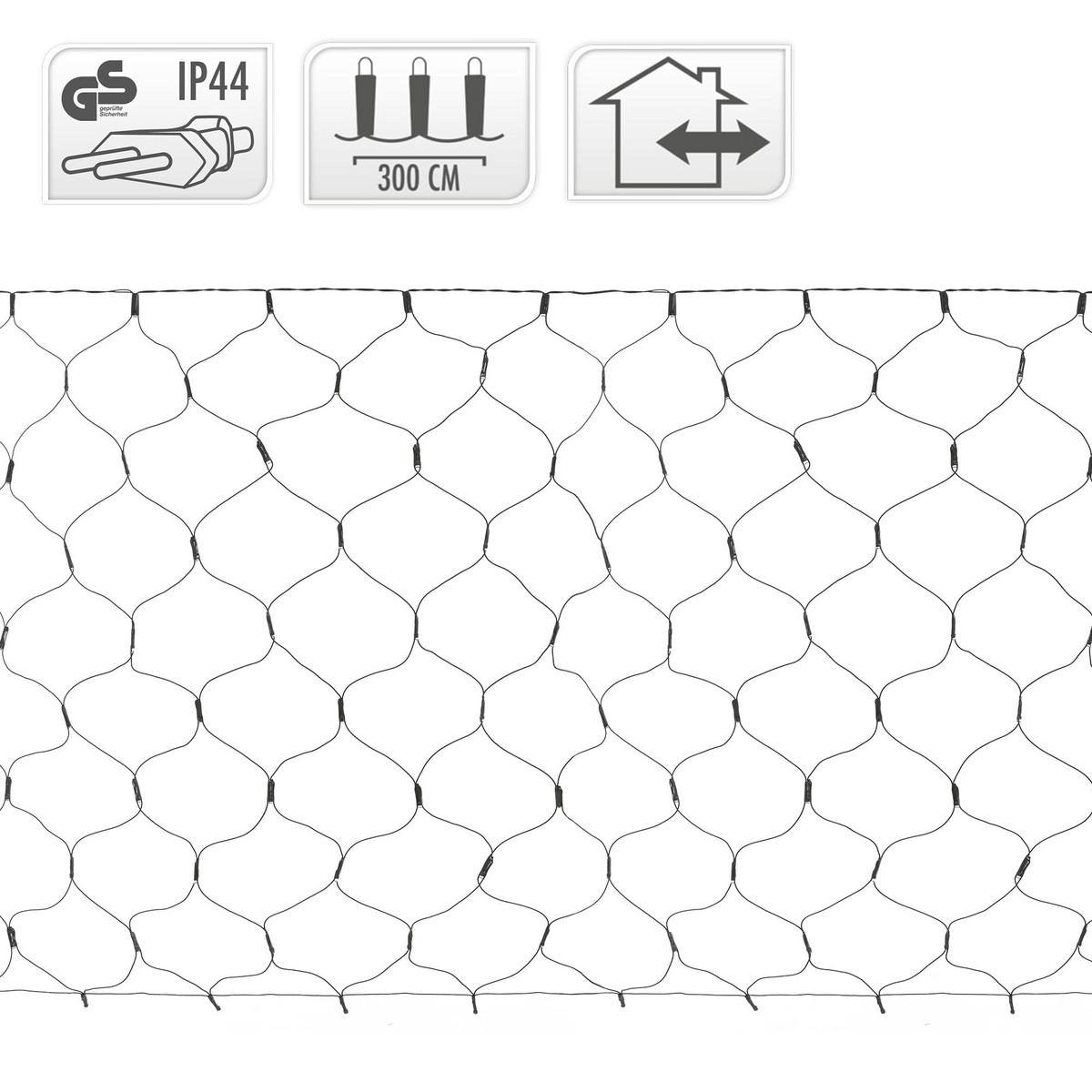 LED LICHTERNETZ 3x1,5 m 320LED Kaltweiß Innen/Außen IP44 Wetterfest - Schwarz, Kunststoff (300cm) - ECD-Germany