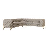 ECKSOFA Chesterfield Lexi Dunkle Creme Samt - Goldfarben/Creme, Holz/Textil (264/264cm) - S-Style Möbel