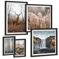 BILDER SET 5er Set - 50x50 cm & 20x30 cm & 40x60 cm Schwarzer Rahmen - Die charmanten Straßen der Hafenstädte - Schwarz, Kunststoff (40/60cm) - TULUP