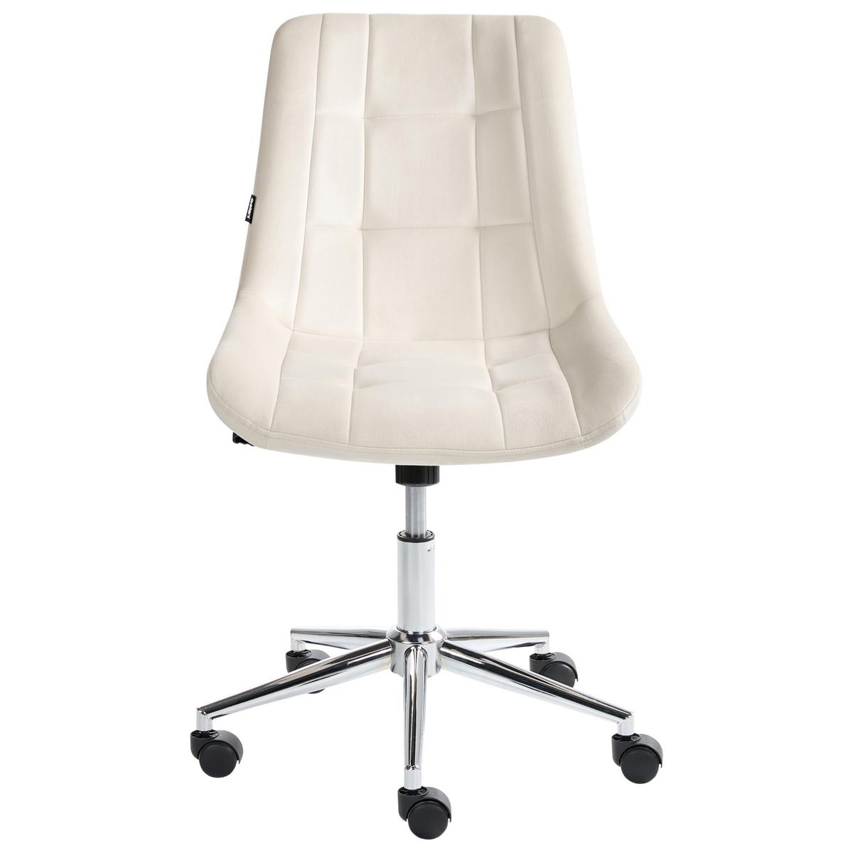 BÜROSTUHL Samtstoff Cremeweiß Melrose - Weiß, Textil (60/82/60cm) - Beliani