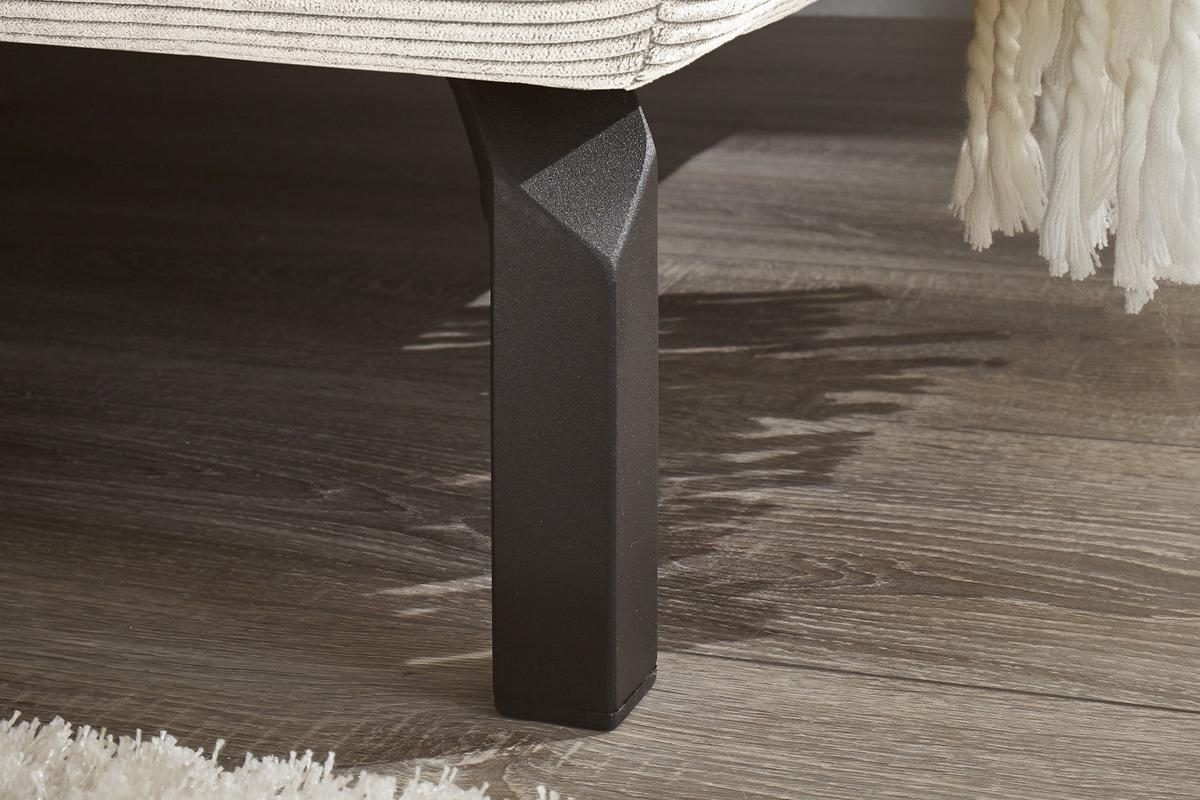 ECKSOFA DELIA Weiß Cord - Schwarz/Weiß, Textil/Metall (276/219cm) - KAWOLA