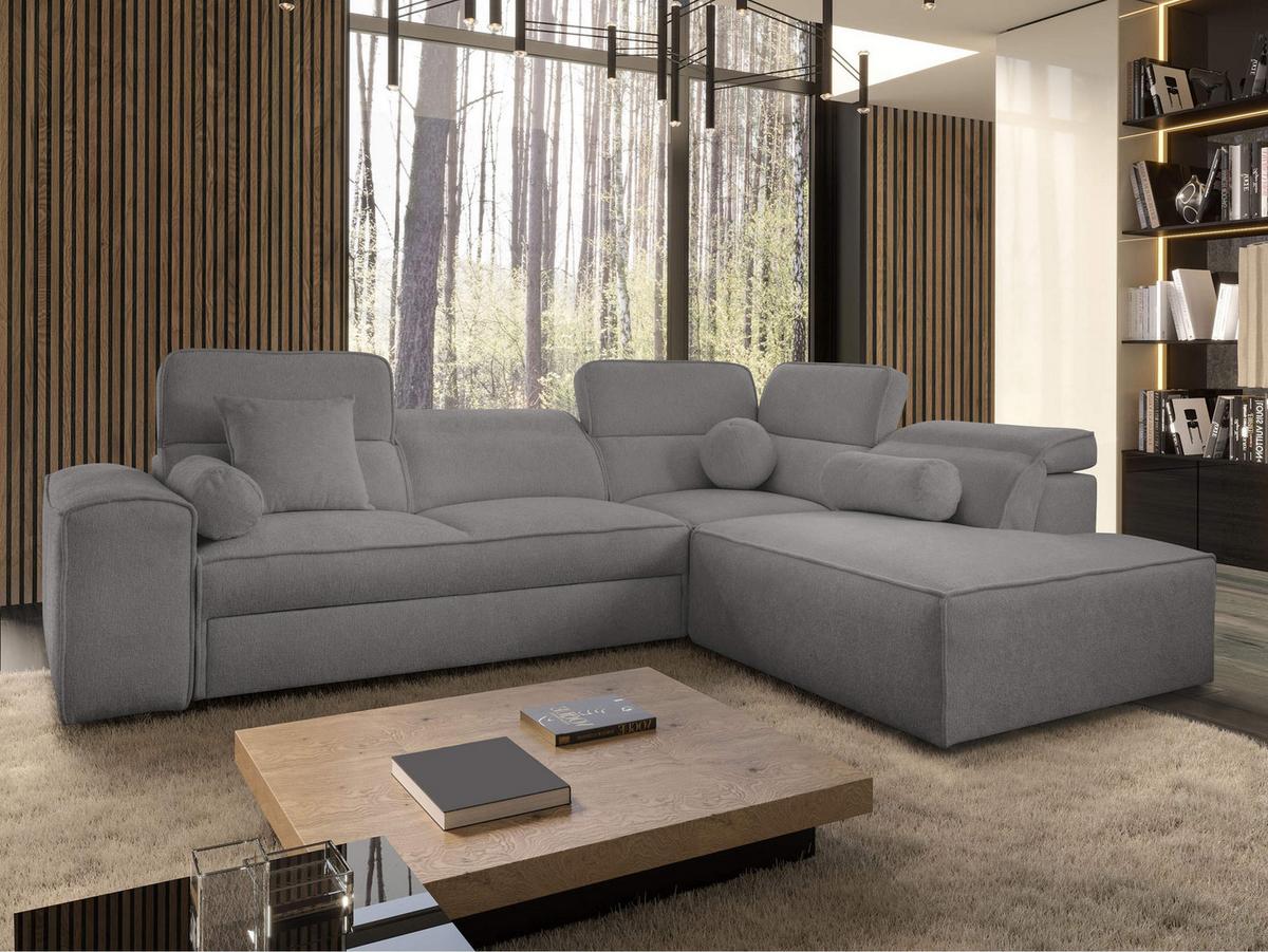 ECKSCHLAFSOFA Vito VII, Seite: Rechts - Dunkelgrau, Holz/Textil (276/214cm) - MIRJAN24