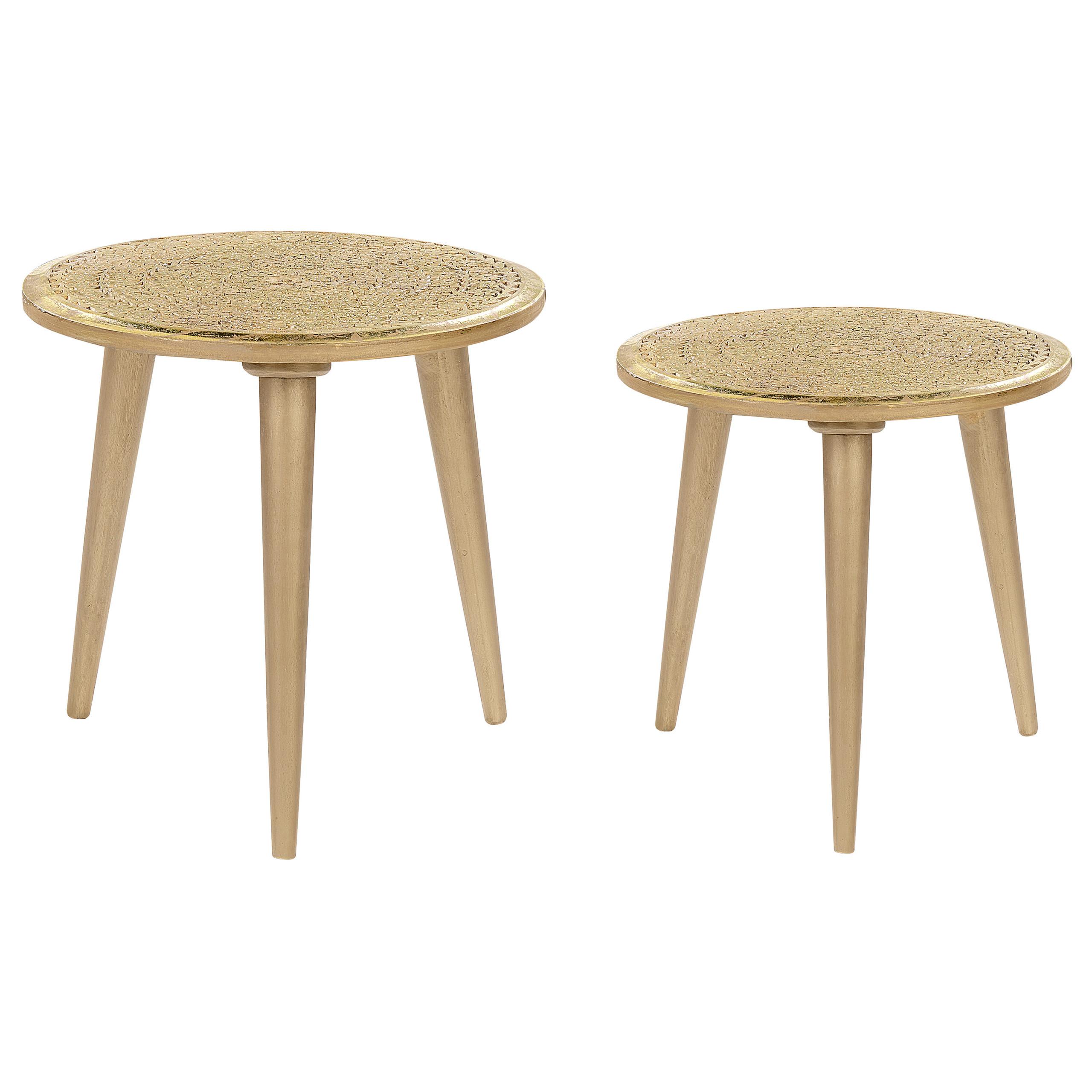 BEISTELLTISCH 2er-Set Rund Gold Narra - Goldfarben, Holz (46/36/45cm) - Beliani