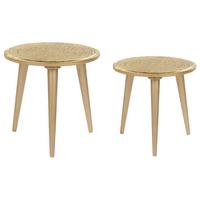 BEISTELLTISCH 2er-Set Rund Gold Narra - Goldfarben, Holz (46/36/45cm) - Beliani