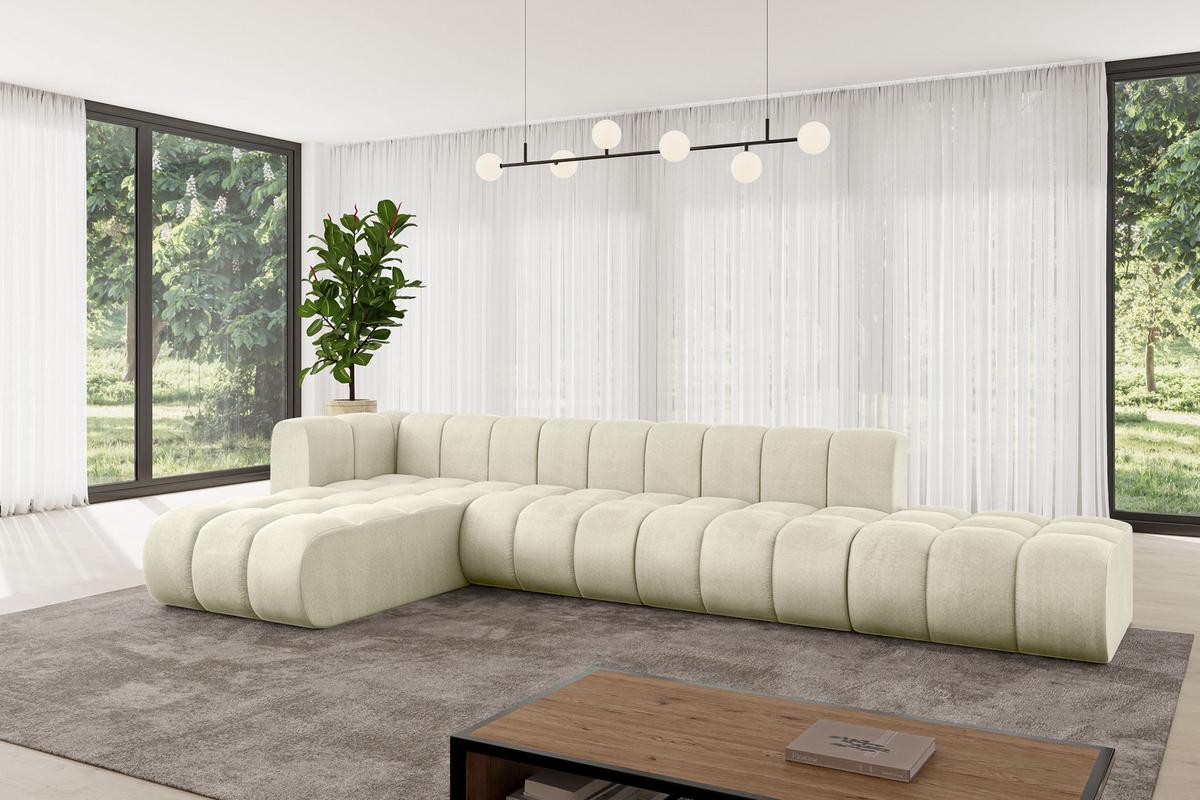 ECKSOFA modulares Sofa Zuvon-L2 - 387x177x70 cm Beige - Beige, Holzwerkstoff/Textil (387/177cm) - ALTDECOR