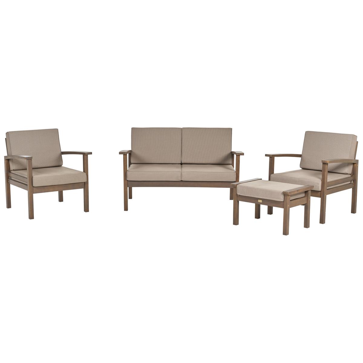 4-SITZER LOUNGE SET zertifiziertes Holz dunkelbraun Manila - Taupe/Dunkelbraun, Holz - Beliani