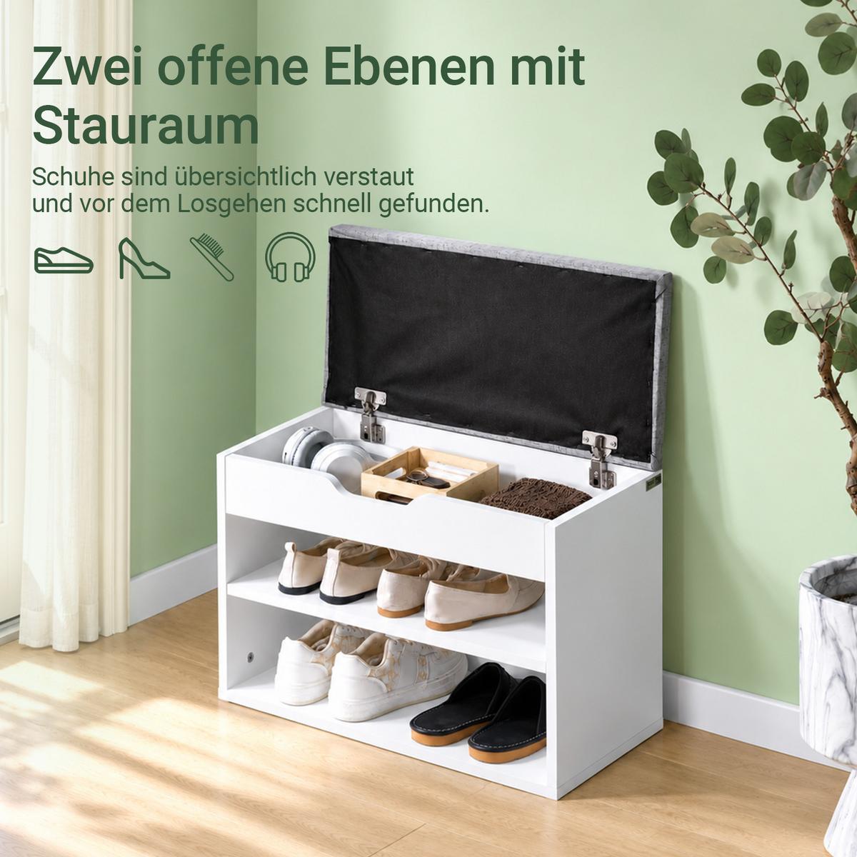 SCHUHBANK Grau - Grau, Holzwerkstoff (60/44/30cm) - SoBuy