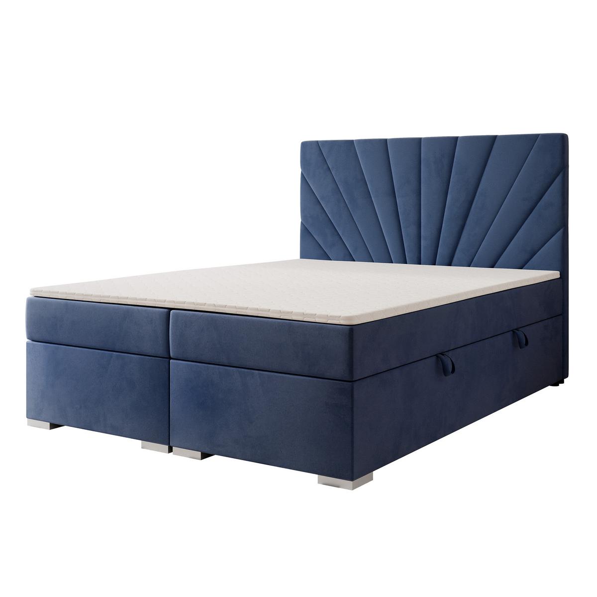 BOXBETT 160x200 cm mit Topper - Blau, Holzwerkstoff/Textil (160/200cm) - Idohome
