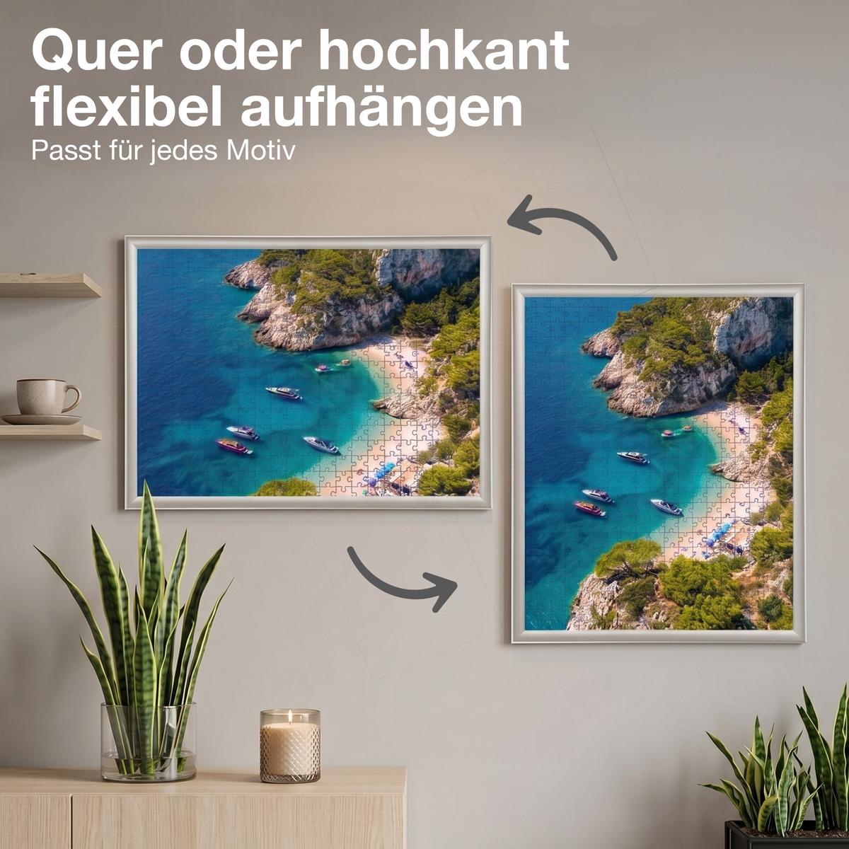 PUZZLERAHMEN 60/80 cm Aluminium Silber - Silberfarben, Metall (60/80/1.6cm) - K-Möbel