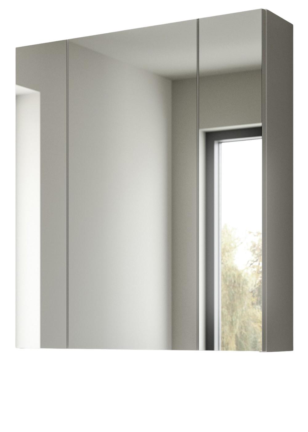 SPIEGELSCHRANK weiß 60 x 70 cm, Badschrank 3-türig mit Spiegel - Weiß, Glas/Holzwerkstoff (60/70/18cm) - Inn.Furn