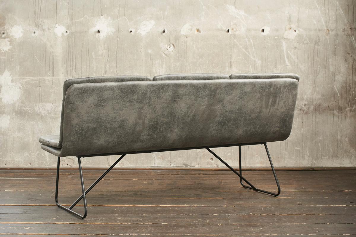 ESSZIMMERBANK VINCE Grau Microfaser - Schwarz/Grau, Textil (178/90/68cm) - KAWOLA