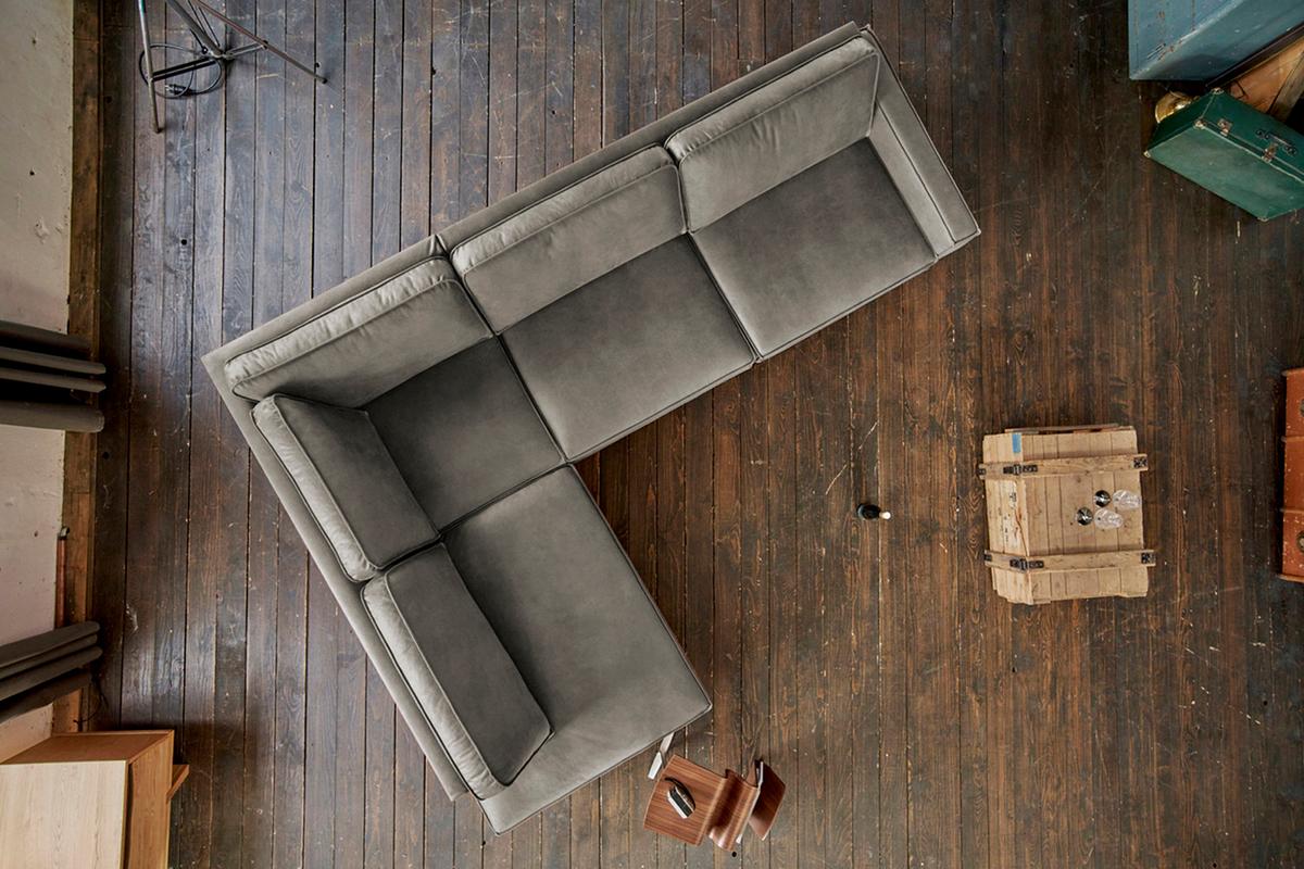 ECKSOFA VILNIUS Anthrazit Lederfaserstoff - Anthrazit/Schwarz, Leder/Metall (290/217cm) - KAWOLA