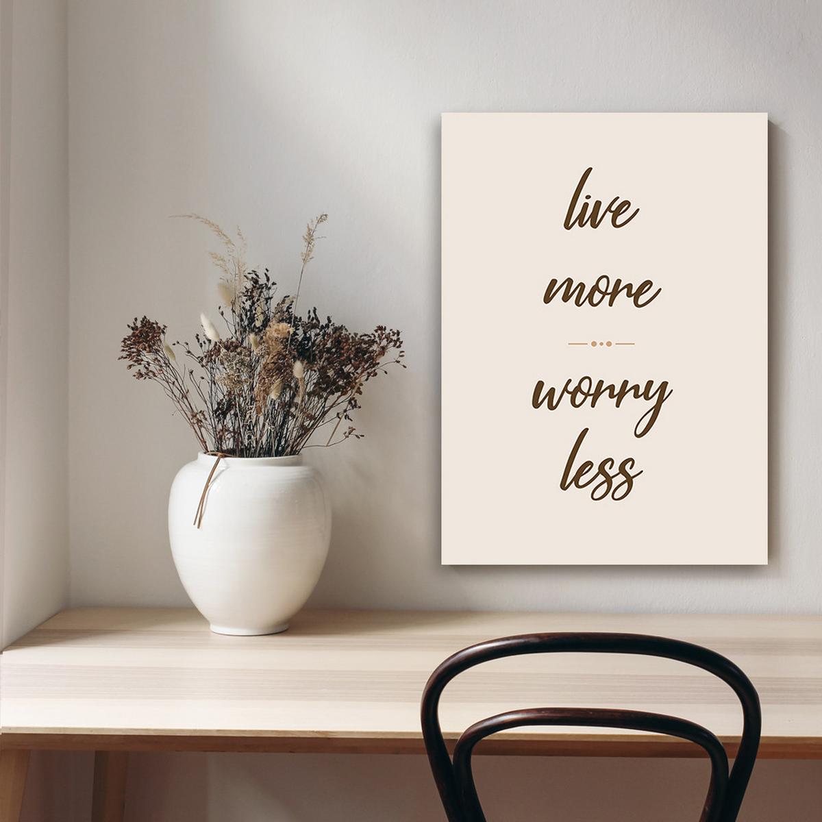 WANDBILD beschriftung worry les - Beige, Textil (40/60cm) - Feeby
