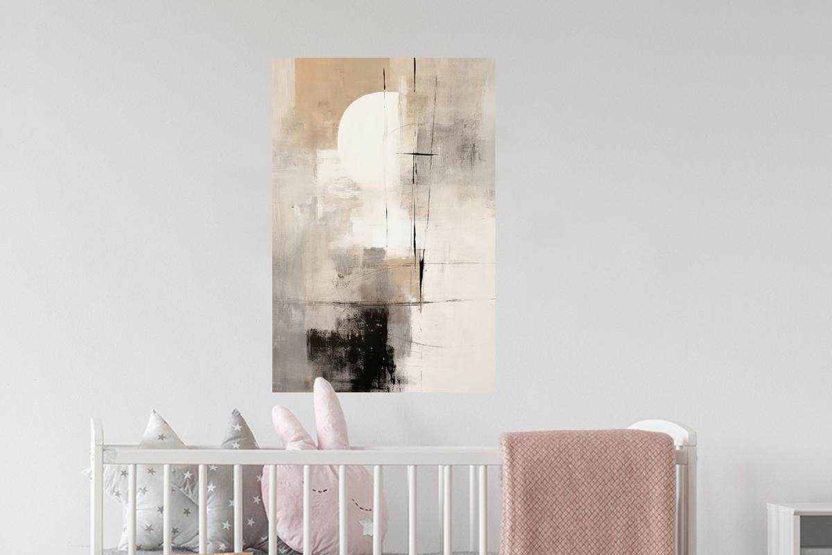 WANDTATTOO Abstrakt - Kunst - Grau Wandbild 40x60 cm - Hellgrau, Kunststoff (40/60/0.1cm) - MuchoWow